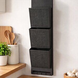 Vintage 70s Black Wall Organizer Mail Holder Made USA